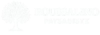 Logo blanc de Roussalino Paysagiste pour fonds sombres